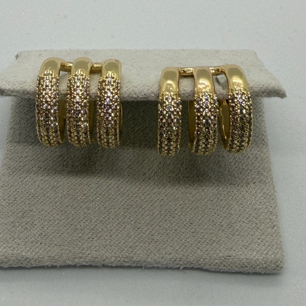 Pretty Bird Gold Ear Cuffs Triple Row CZ | No Piercing | Trendy Statement